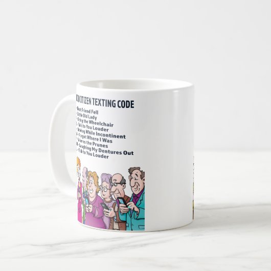 Mug Code de Textes pour les seniors (Devant gauche)