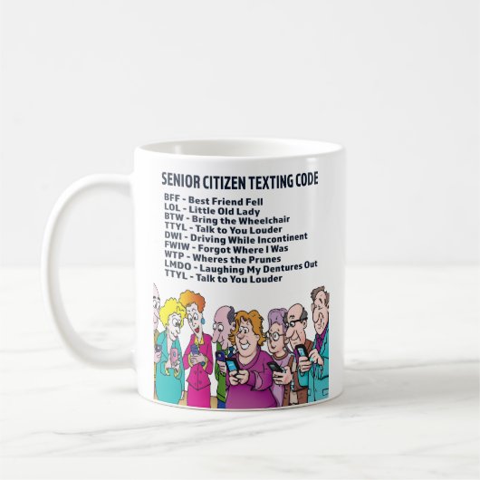 Mug Code de Textes pour les seniors (Gauche)