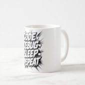 Mug Code Débogage Sommeil Répéter | Programmeur Codage (Devant droit)