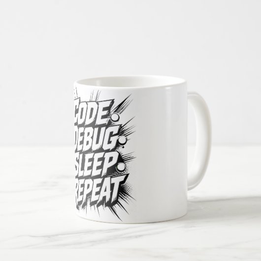 Mug Code Débogage Sommeil Répéter | Programmeur Codage (Devant droit)