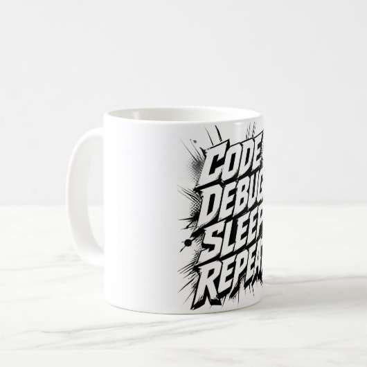 Mug Code Débogage Sommeil Répéter | Programmeur Codage (Devant gauche)