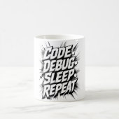 Mug Code Débogage Sommeil Répéter | Programmeur Codage (Centre)