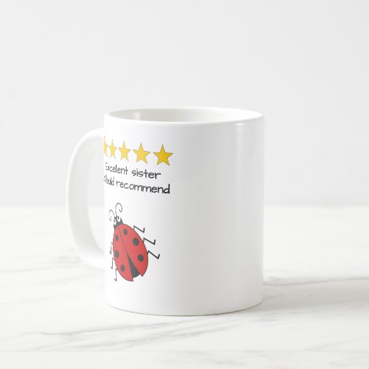 Mug Code ladybug de texte personnalisé soeur (Devant gauche)