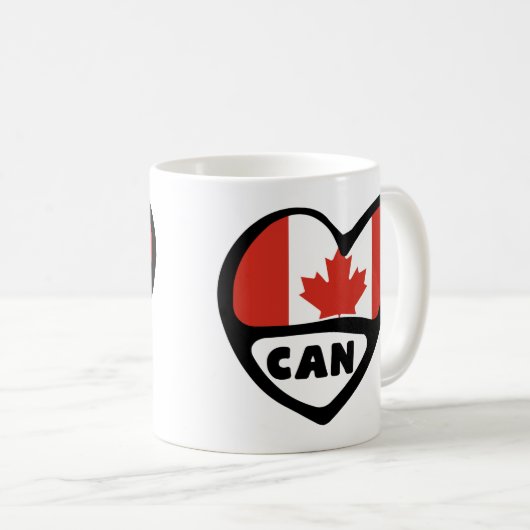 Mug Code pays du Canada Coeur du drapeau, CAN (Devant droit)