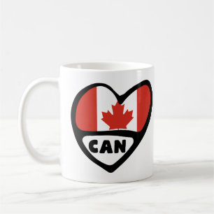 Mug Code pays du Canada Coeur du drapeau, CAN