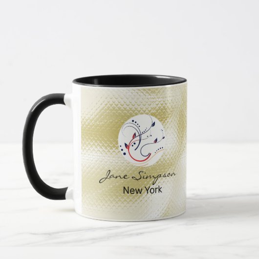 Mug Code QR Logo Élégant Texture Or (Gauche)