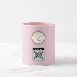 Mug Code QR Logo Simple Entreprise Rose