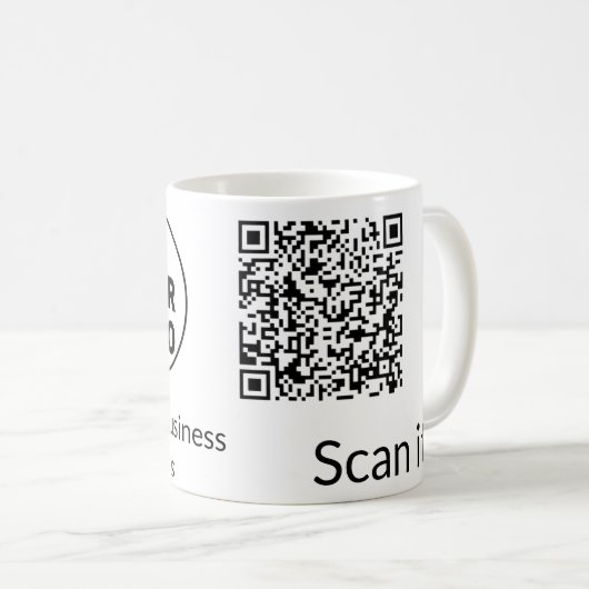 Mug Code QR minimal simple ajouter logo scanner nom du (Devant droit)