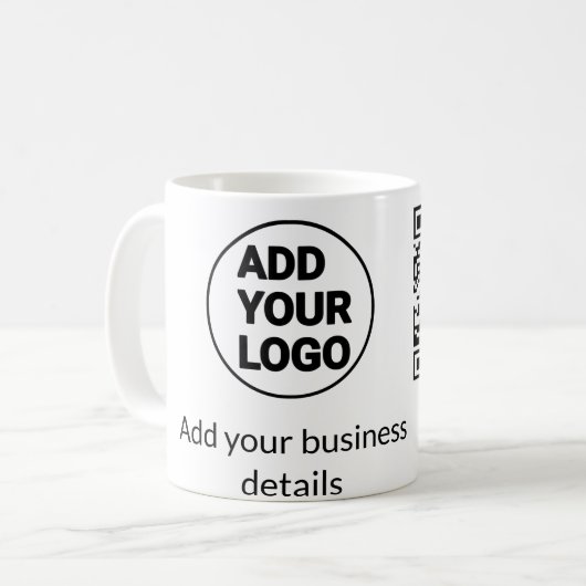 Mug Code QR minimal simple ajouter logo scanner nom du (Devant gauche)