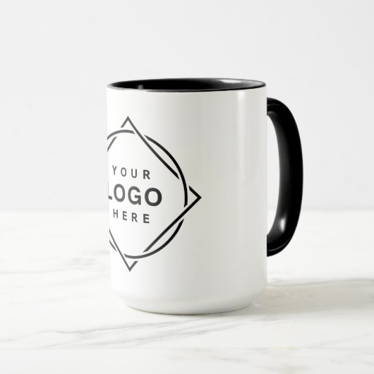 Mug Code QR noir élégant et épuré (Devant droit)