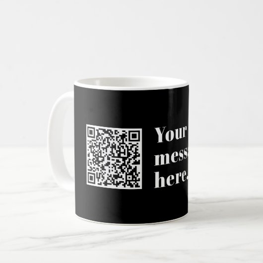 Mug Code QR téléchargé et texte rétro modifiable (Devant gauche)