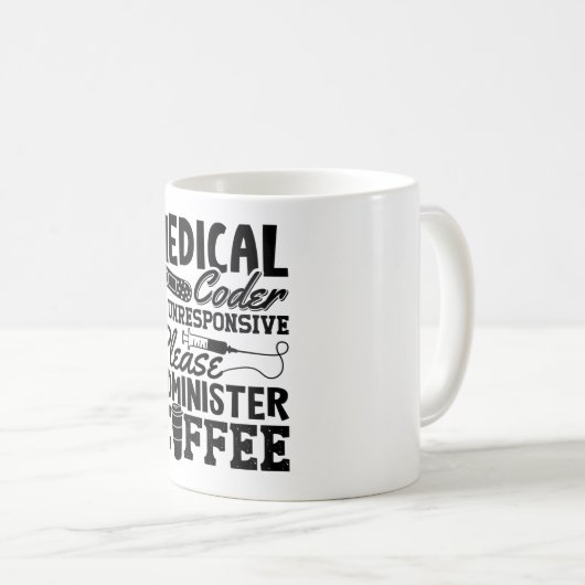 Mug Coder Médicale Café Assistant ICD Coding Cadeau (Devant droit)