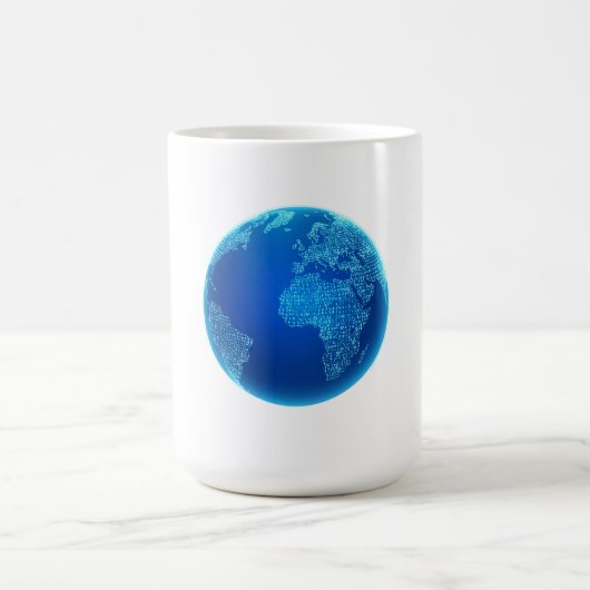 Mug Codes binaires numériques bleus Terre (Centre)