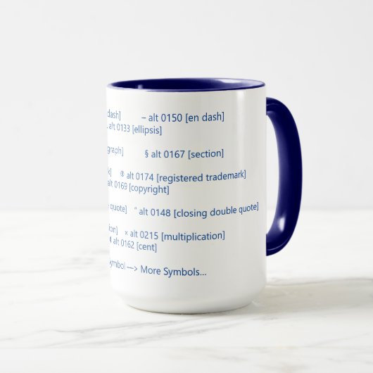 Mug Codes et plus de symbole de tiret cadratin (Devant droit)