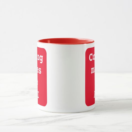 Mug "Coding me fait API" Drôle (Arrière - plan rouge)  (Centre)