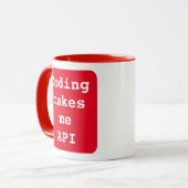 Mug "Coding me fait API" Drôle (Arrière - plan rouge)  (Devant gauche)
