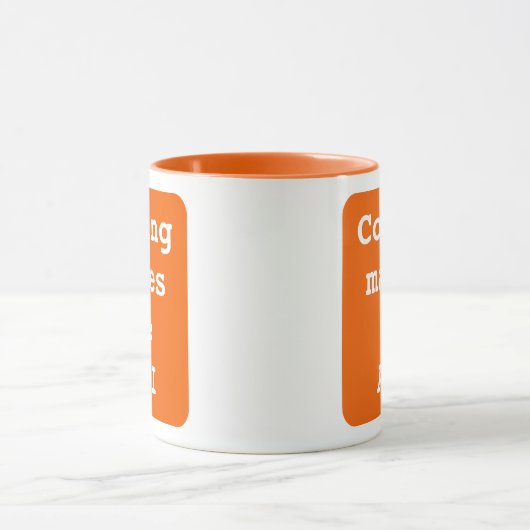 Mug "Coding me fait API" Drôle (Orange Arrière - plan) (Centre)