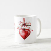 Mug Cœur à arc blanc rouge (Devant droit)