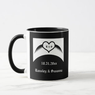 Mug Coeur ailé gothique Mariage Personnalisé Monogramm