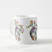 Mug Coeur anatomique et fleurs Prin cardiaque anatomiq (Devant gauche)