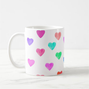 Mug coeur aquarelle peint à la main motif Valentine's