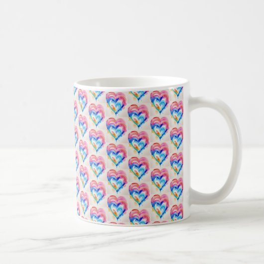 Mug Coeur arc-en-ciel avec gouttes, Coupe d'art contem (Droite)