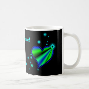 Mug Coeur arc-en-ciel bleu vert avec étoiles