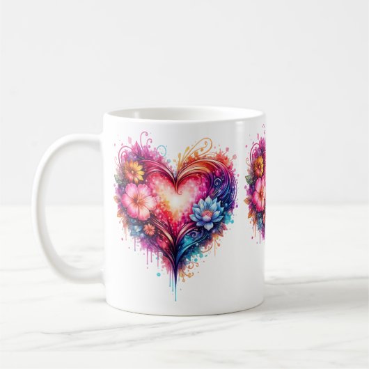 Mug cœur artistique coloré (Gauche)