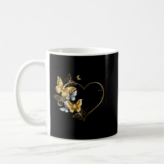 Mug Coeur aux papillons d'or (Gauche)