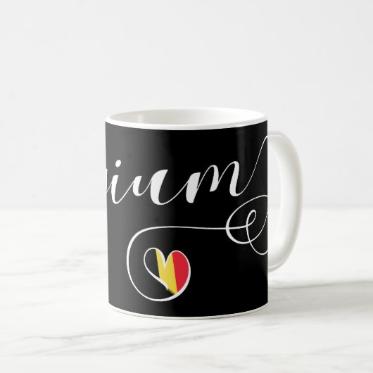 Mug Coeur Belgique Mug, Drapeau belge (Devant droit)