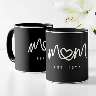 Mug Cœur Blanc Simple Scénario Maman Moderne Établie