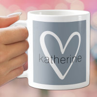 Coeur blanc sur le Monogramme bleu Dusty