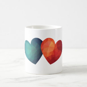 Mug Coeur bleu et rouge paire hitech moderne