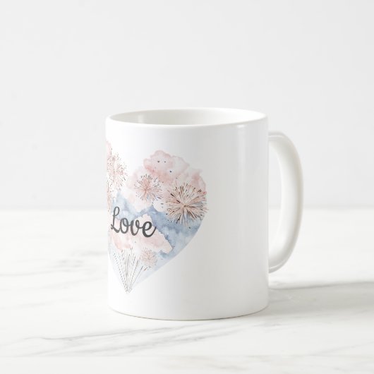 Mug Coeur bleu rose (Devant droit)