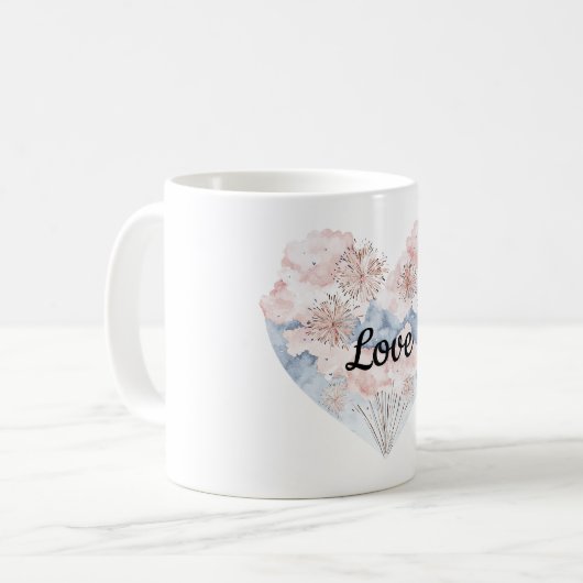 Mug Coeur bleu rose (Devant gauche)