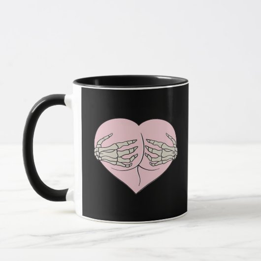 Mug Coeur Butt Hug Skeleton Mains Classique (Gauche)