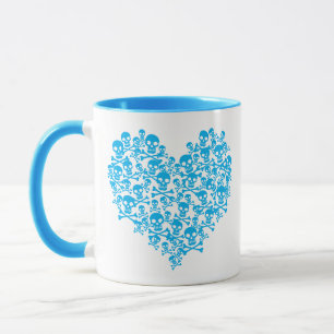 Mug Cœur Crâne Bleu
