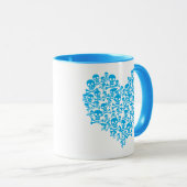 Mug Cœur Crâne Bleu (Devant droit)
