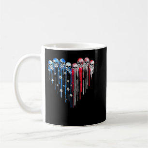 Mug Coeur crâne sucre Drapeau américain 4 juillet Patr