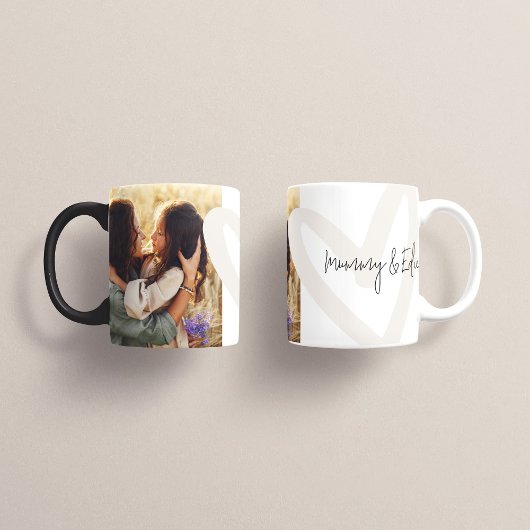 Mug Coeur crème photo maman élégant