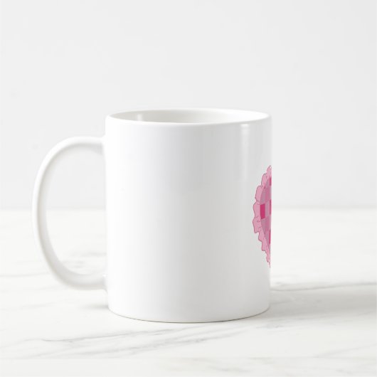 Mug Cœur damier rose esthétique (Gauche)