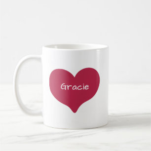 Mug Cœur d'amour gribouillé rouge avec nom ou texte pe