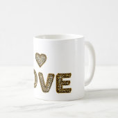 Mug Cœur d'amour imprimé léopard doré (Devant droit)