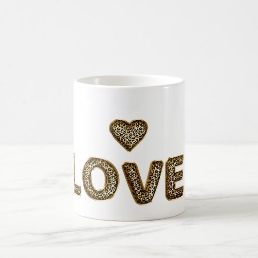 Mug Cœur d'amour imprimé léopard doré (Centre)