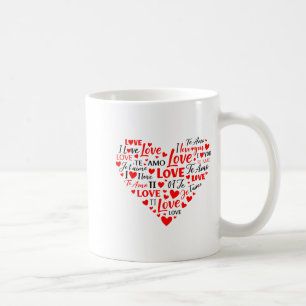 Mug Cœur d'amour multilingue Je t'aime Romantique Sain