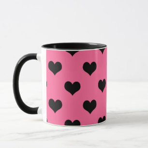 Mug Coeur d'amour noir sur Arrière - plan rose