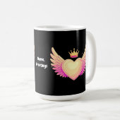 Mug Coeur d'ange avec ailes roses Cool et couronne Une (Devant droit)