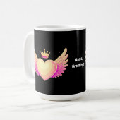 Mug Coeur d'ange avec ailes roses Cool et couronne Une (Devant gauche)