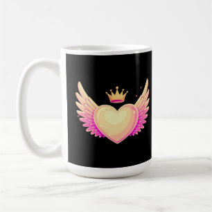 Mug Coeur d'ange avec ailes roses Cool et couronne Une