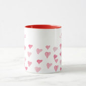 Mug Coeur d'aquarelle personnalisée Saint-Valentin (Centre)